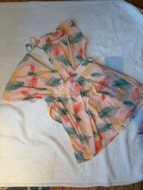 Target Pink Tropical Mini Dress with Green and Orange Leaf Print